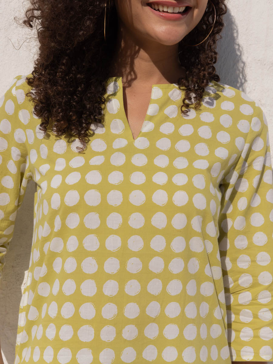 Chic Blue Polka Print Kurta