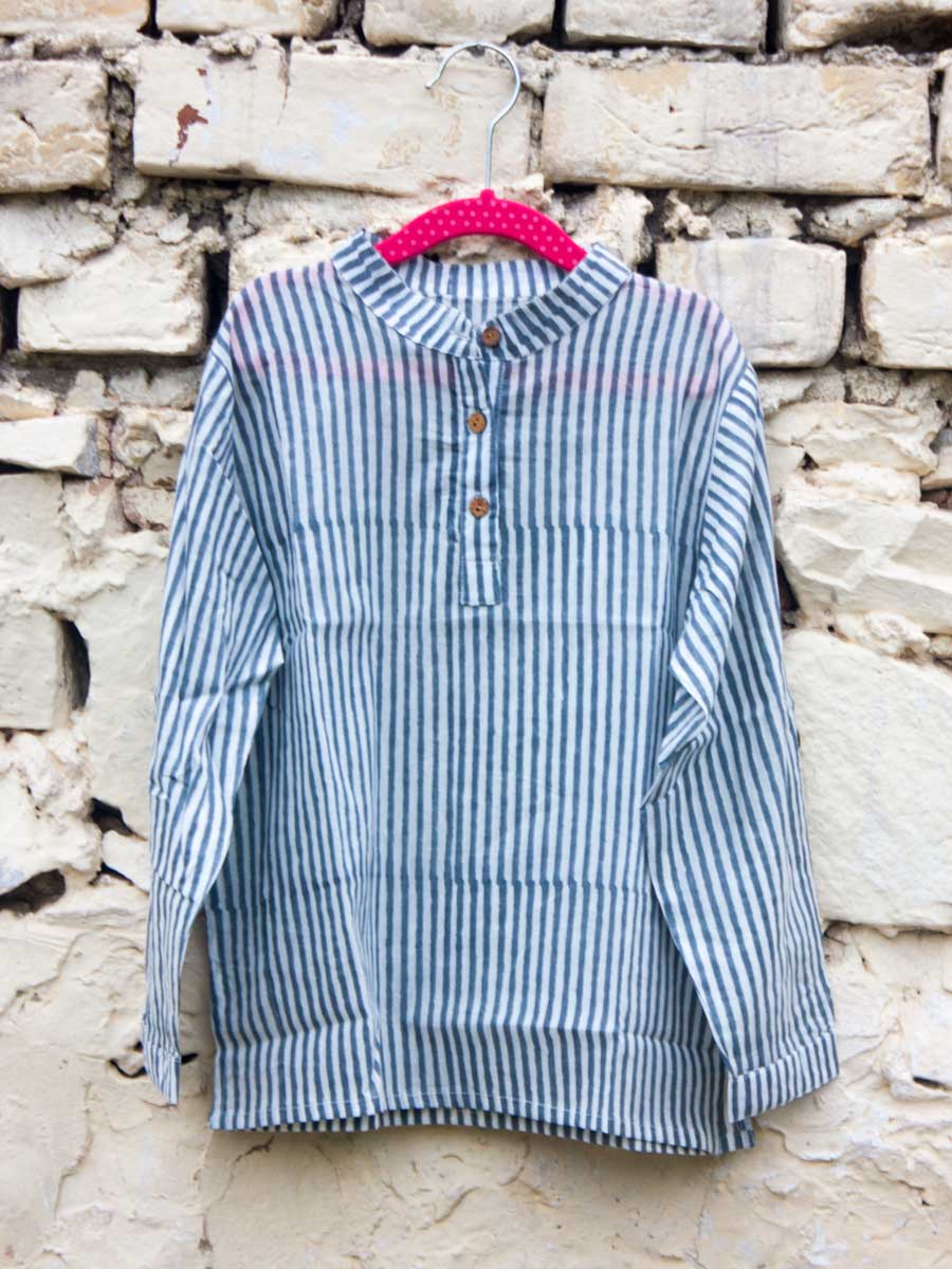 Yellow Bagru Printed Organic Cotton Shirt Kurta