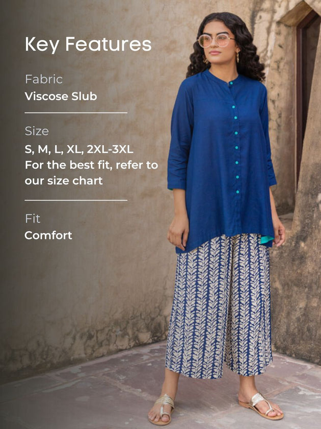 Solid Blue Slub Shirt