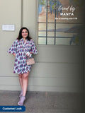 Tara Block Printed Cotton Pintuck Dress