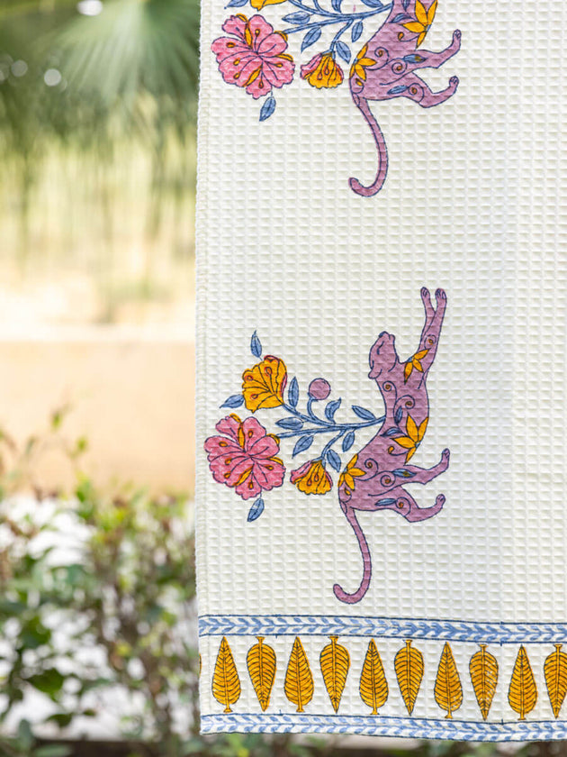 Adbhut Block Printed Cotton Bath Towel - Pinklay