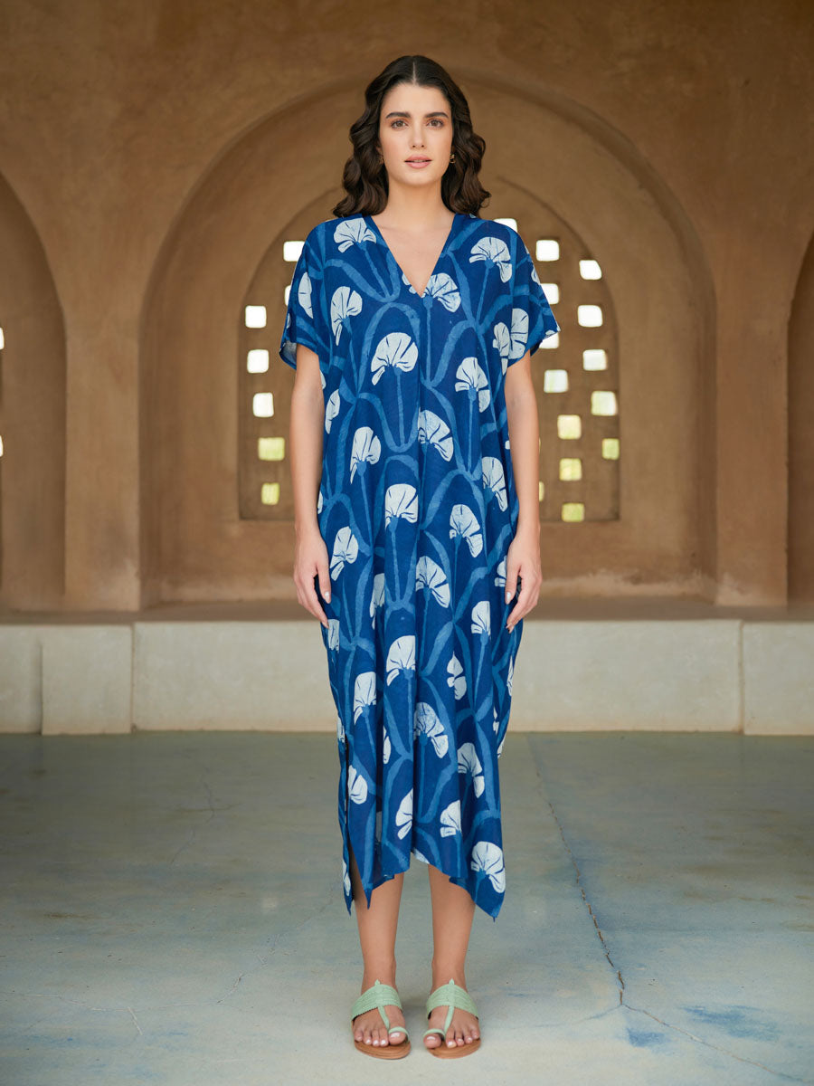 blue and white kaftan dress Summer Boho Light Blue Mariam Resort Caftan Kaftan-Birthday gift,Maternity,loungewear,vacation dress,home dress,gift for her, Boho dress