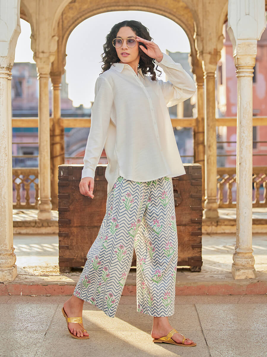 Set of Awadhi Shirt Palazzo Pant Set