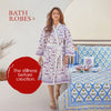 Breathable waffle cotton bathrobes lounge ware by Pinklay – handcrafted in India with block prints and designed for relaxed living