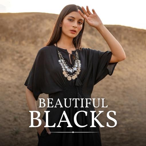 Black Dresses, kaftans, kurta sets - Pinklay