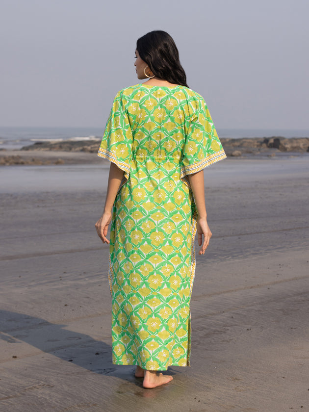 Chloé Hand Block Printed Cotton Kaftan - Pinklay