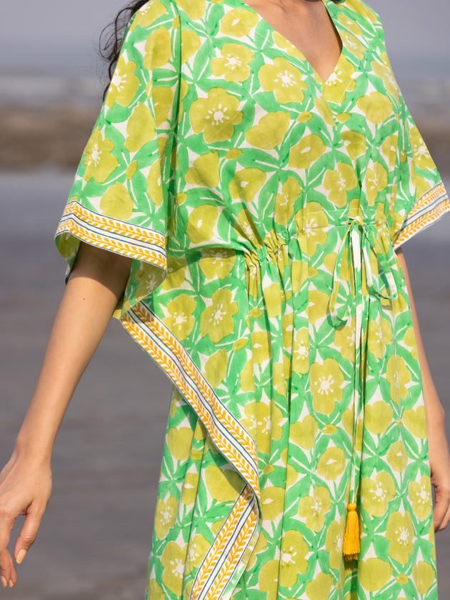 Chloé Hand Block Printed Cotton Kaftan - Pinklay