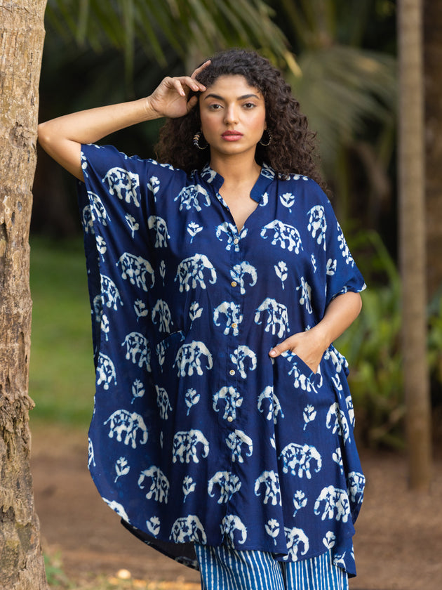 Set of 2 - Dhun Indigo Shirt Dress and Palazzo