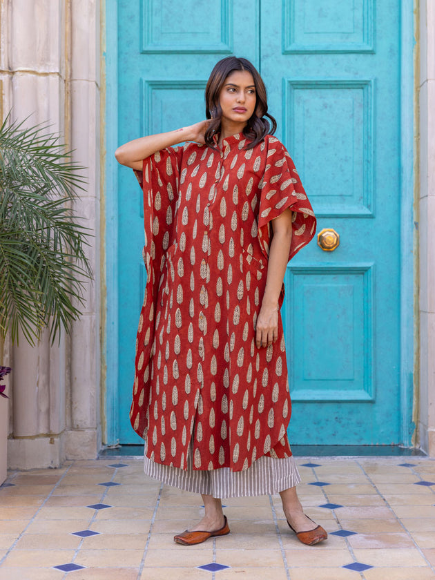 Set of 2 - Ananta Cotton Kaftan Shirt Dress and Palazzo
