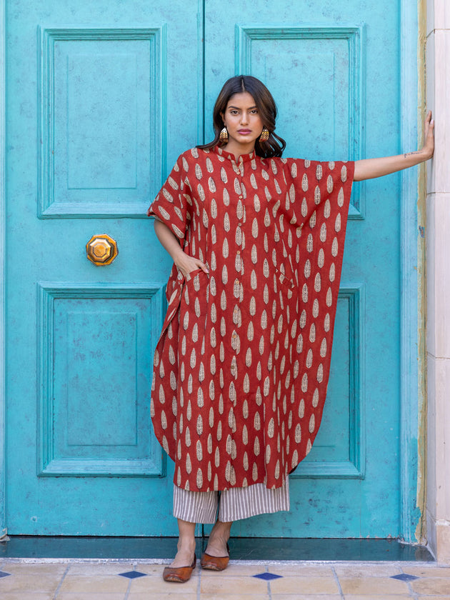 Set of 2 - Ananta Cotton Kaftan Shirt Dress and Palazzo