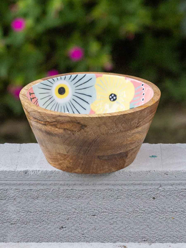 Floral Summer Wooden Bowl - Small