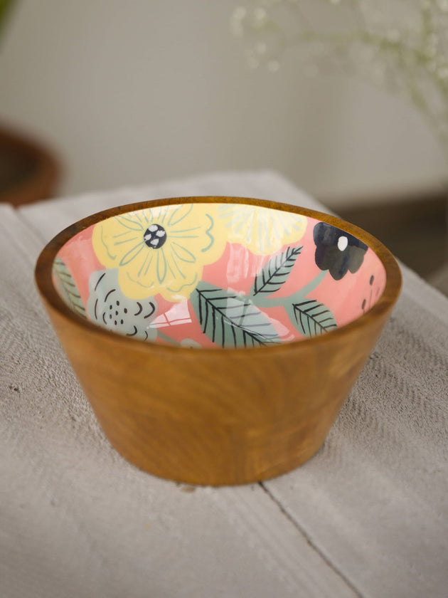 Floral Summer Wooden Bowl - Small