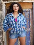 Freddie Kantha Embroidered Block Printed Bomber Jacket - Pinklay