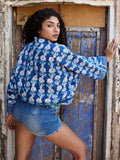 Freddie Kantha Embroidered Block Printed Bomber Jacket - Pinklay