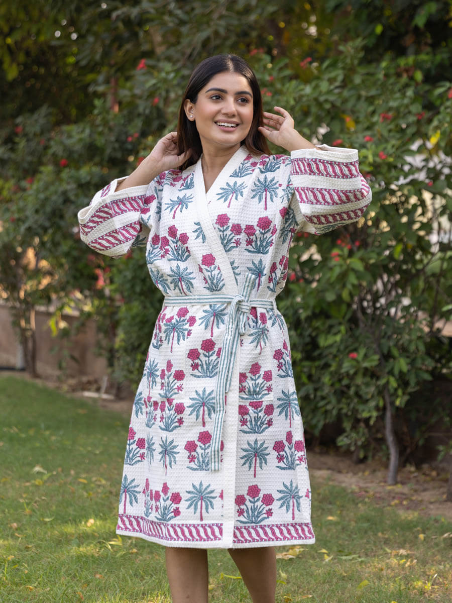 Gulbahar Waffle Cotton Bath Robe - Main Image