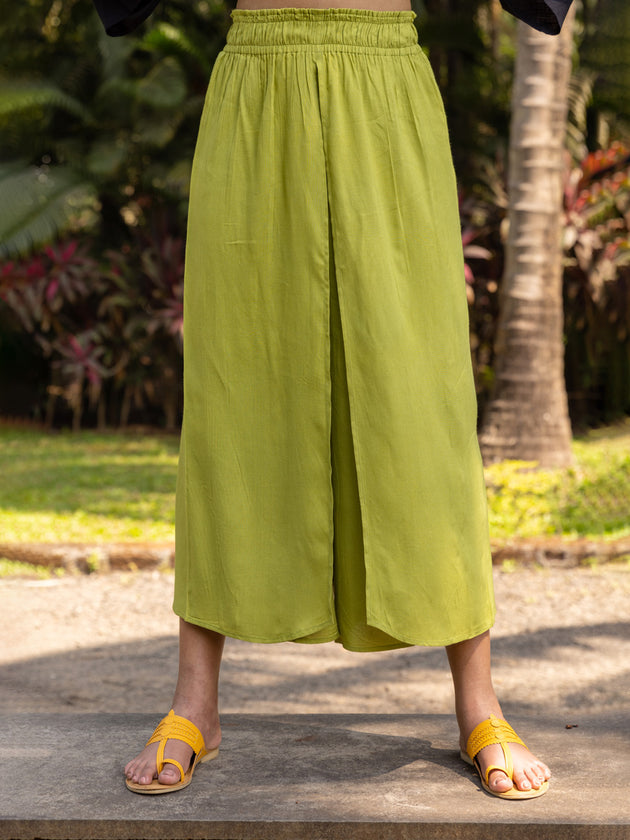 Hanoi Green Wrap-around Pants - Pinklay