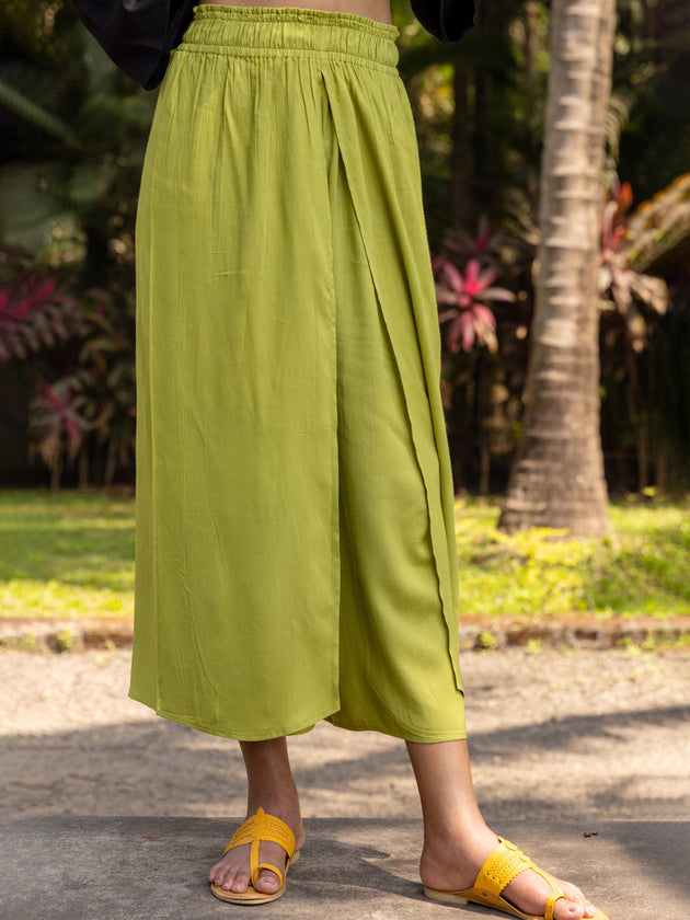 Hanoi Green Wrap-around Pants - Pinklay