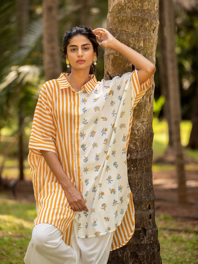 Zuri Oversized Asymmetrical Cotton Long Shirt