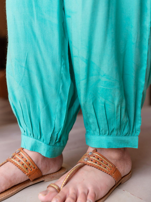 Turquoise Modal Lantern Pants