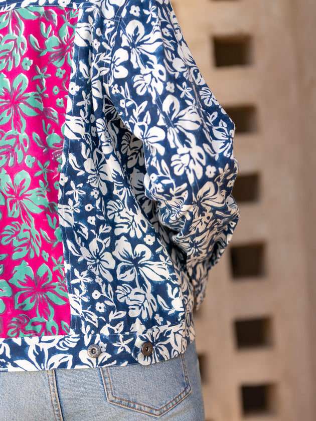 Veronica Hand Printed Cotton Jacket - Pinklay