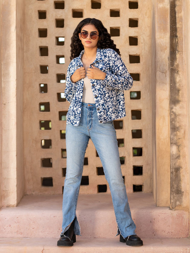 Veronica Hand Printed Cotton Jacket - Pinklay