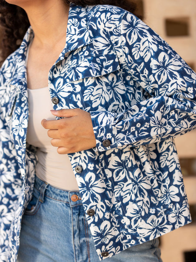 Veronica Hand Printed Cotton Jacket - Pinklay