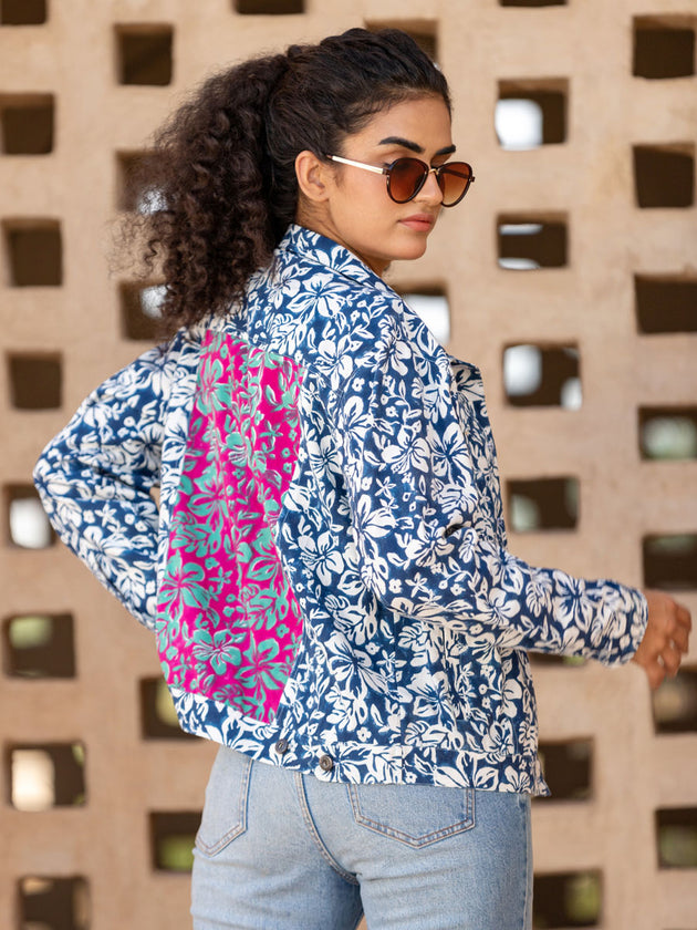 Veronica Hand Printed Cotton Jacket - Pinklay