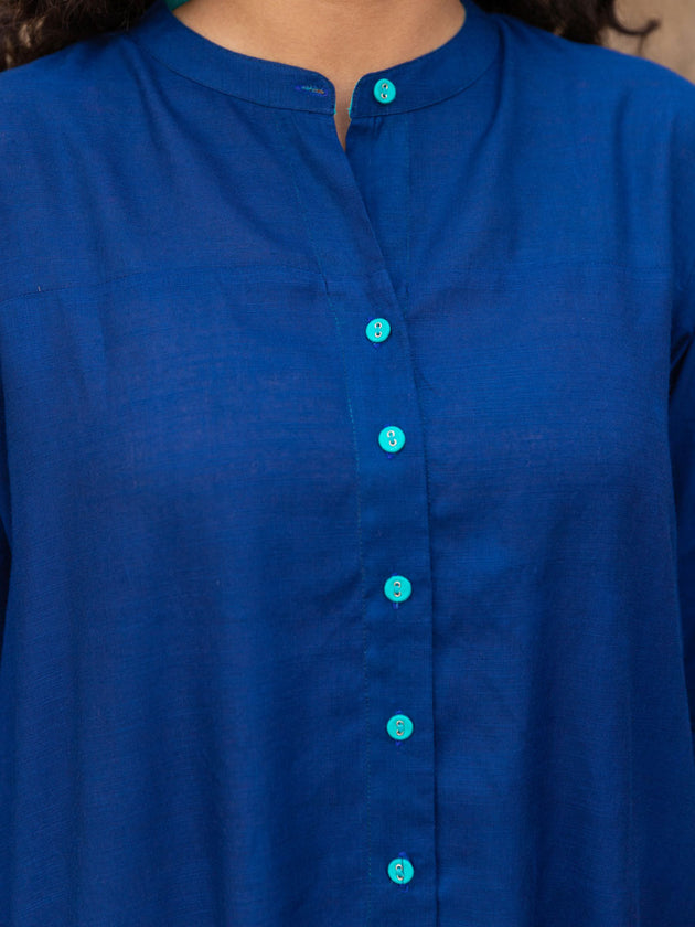 Solid Blue Slub Shirt