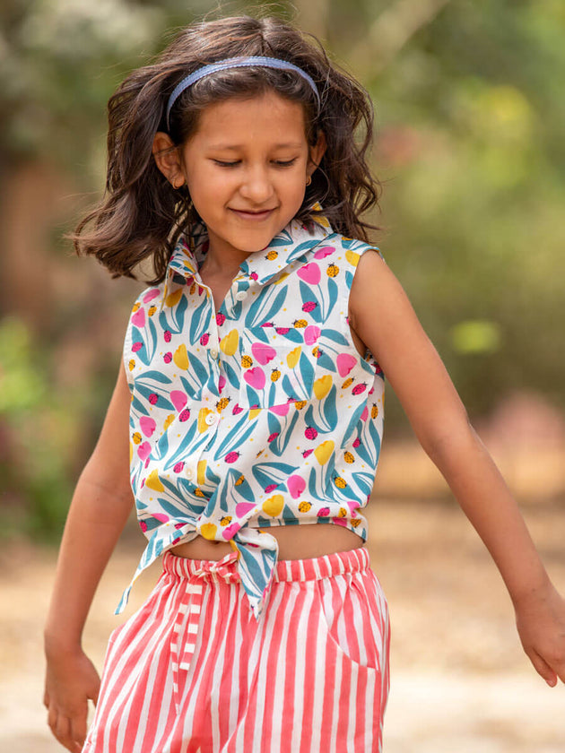 Confetti Sleeveless Tie-up Top