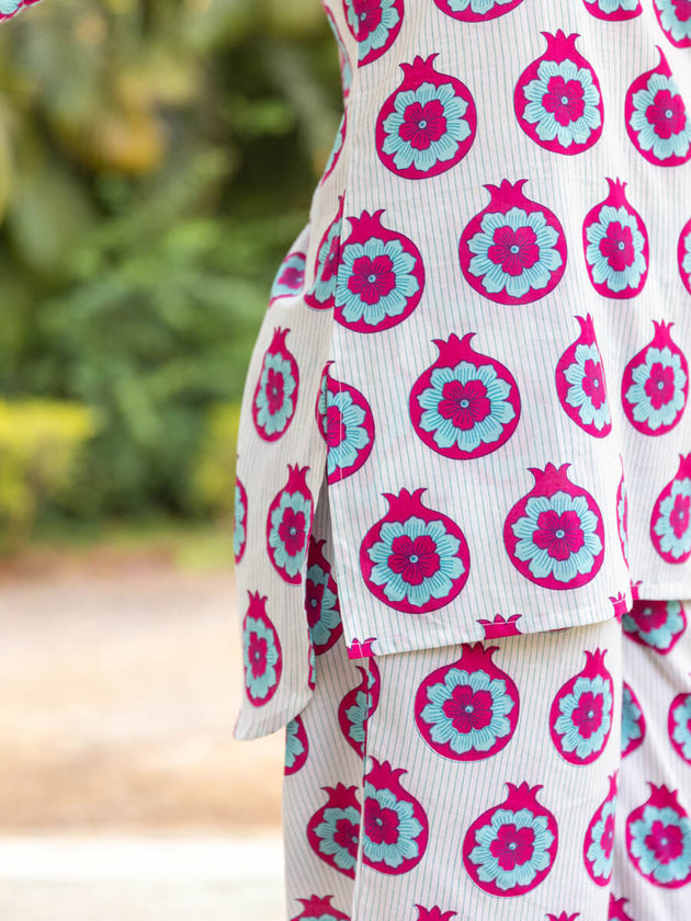 Kanmani Block Printed Cotton Co-ord Set - Pinklay