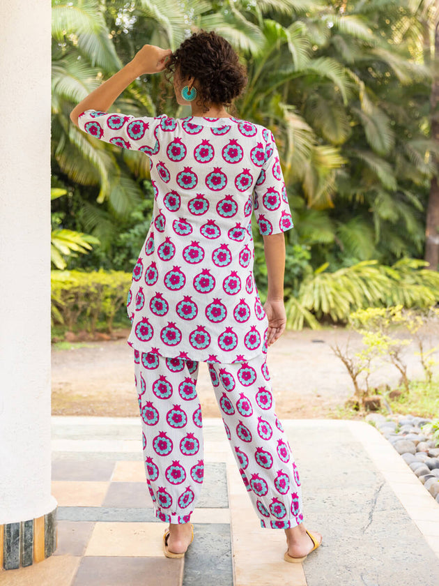 Kanmani Block Printed Cotton Co-ord Set - Pinklay