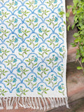 Kolam Block Printed Cotton Dhurrie Rug - Pinklay