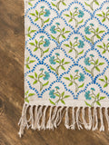 Kolam Block Printed Cotton Dhurrie Rug - Pinklay