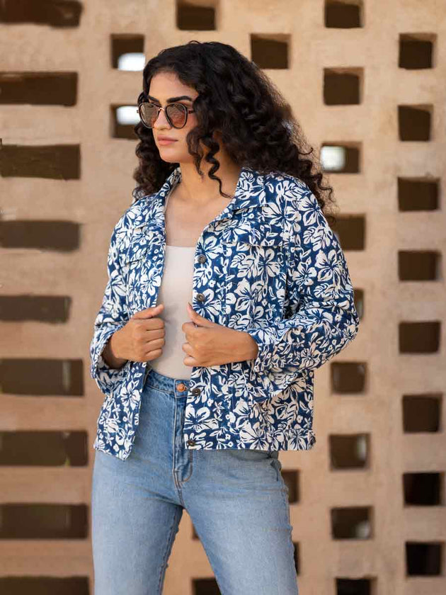 Veronica Hand Printed Cotton Jacket - Pinklay