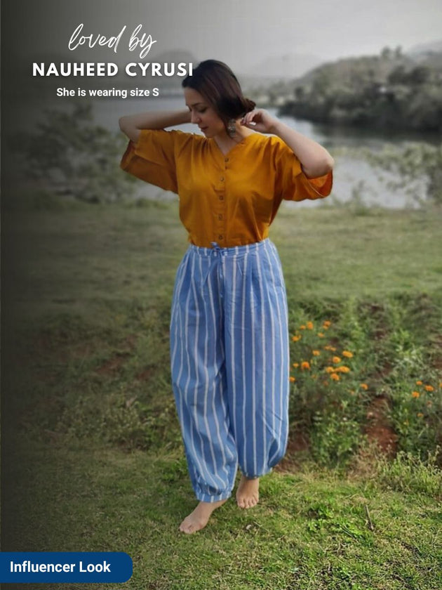 Mustard Cotton Slub Short Top