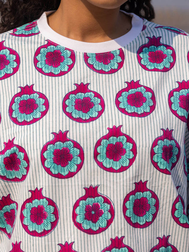 Ojas Hand Block Printed T-shirt - Regular-fit - Pinklay