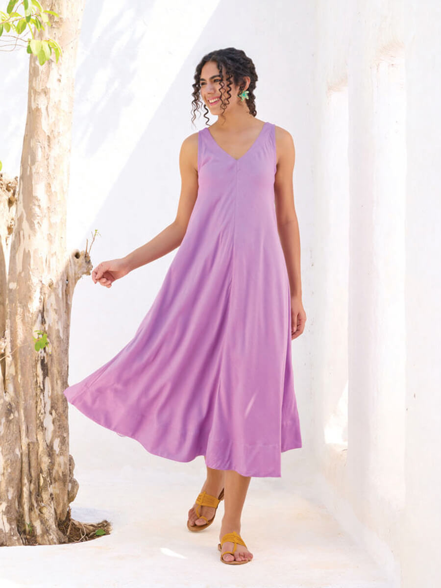 Women's Lilac Sleeveless Maxi Dress – Pinklay