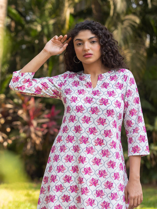 Set of 2 - Padmini Cotton Kurta and Palazzo - Pinklay