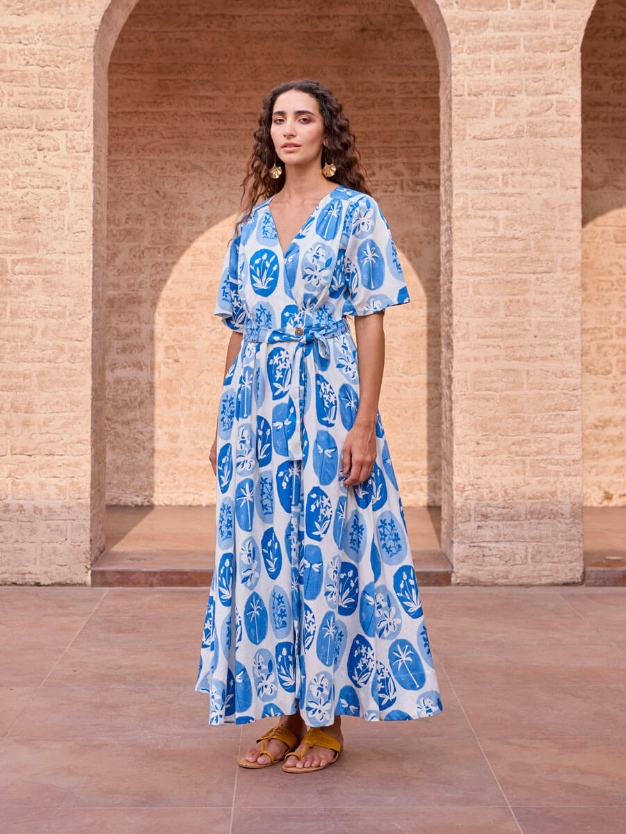 Blue Women Wrap-Around Maxi Dress – Pinklay