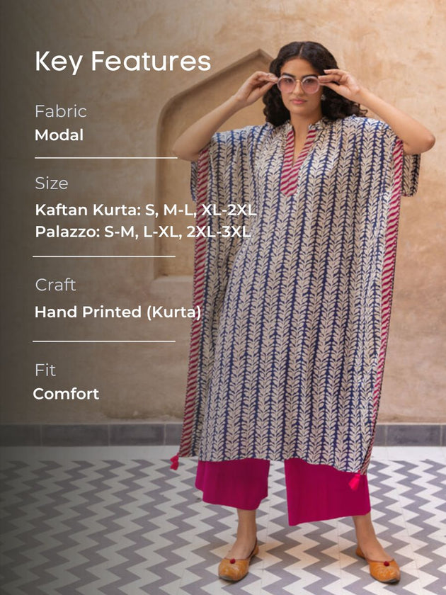 Set of 2 - Cocktail Kaftan Kurta and Palazzo - Pinklay