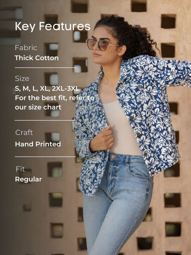 Veronica Hand Printed Cotton Jacket - Pinklay
