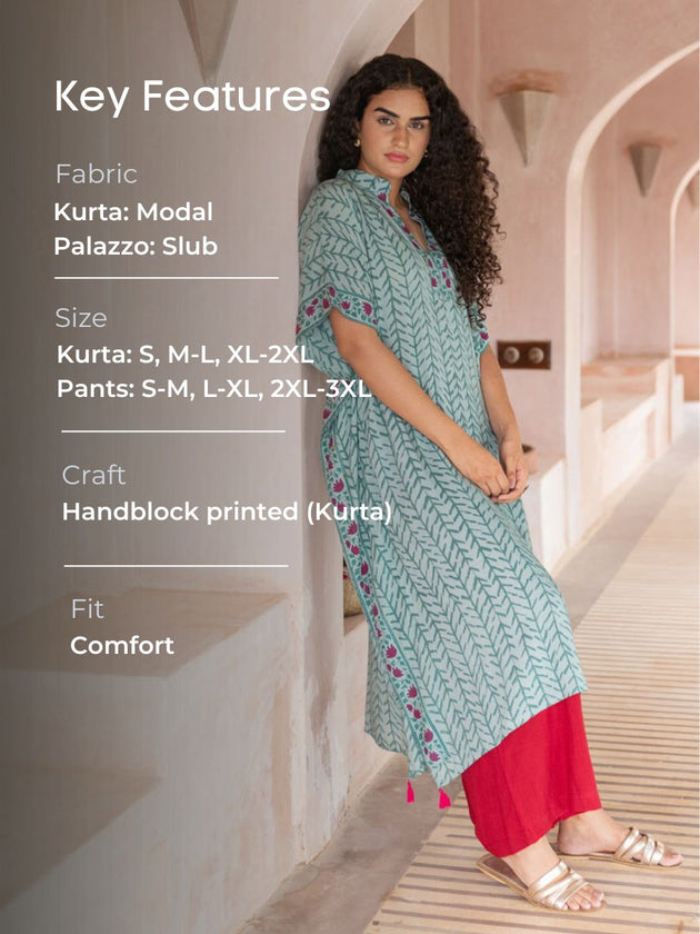 Set of 2 - Sanam Kaftan Kurta and Palazzo