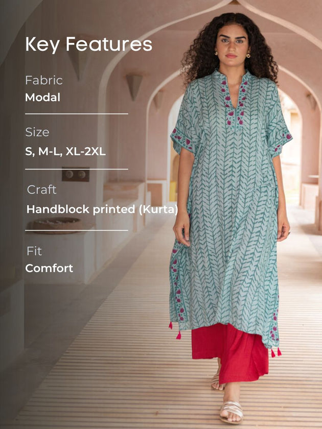 Sanam Modal Kaftan Kurta - Pinklay