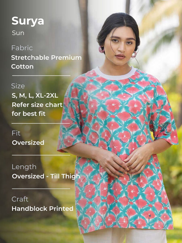 Surya Hand Block Printed Oversized T-shirt
