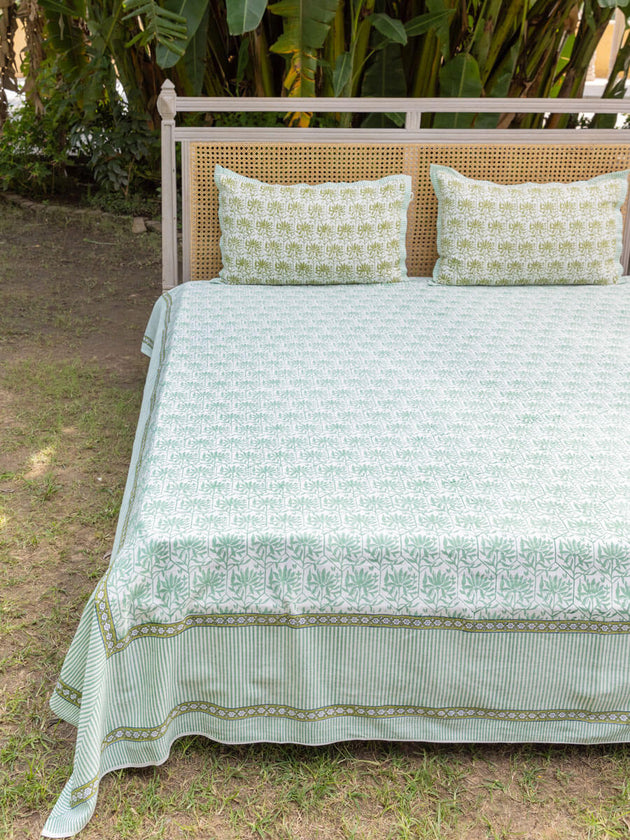 Set of 5 - The Baagh Hand Block Printed Bed Set - Pinklay