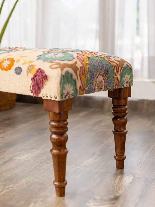 Abhinandan Solid Wood Bench With Upholstery
