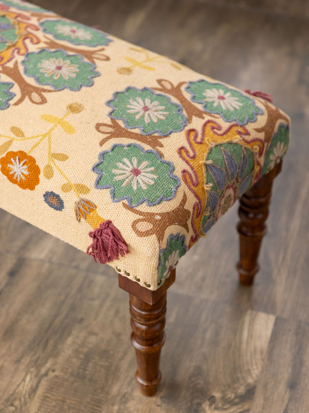 Abhinandan Solid Wood Bench With Upholstery