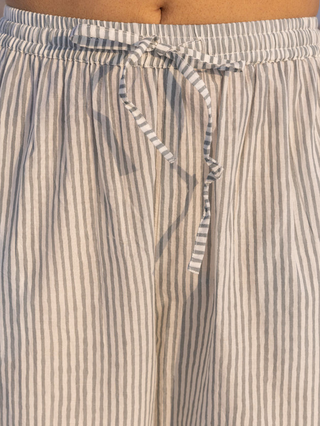 Grey Stripes Cotton Pants