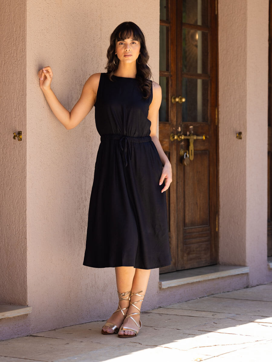 Rita Black Sleeveless Dress - Main Image