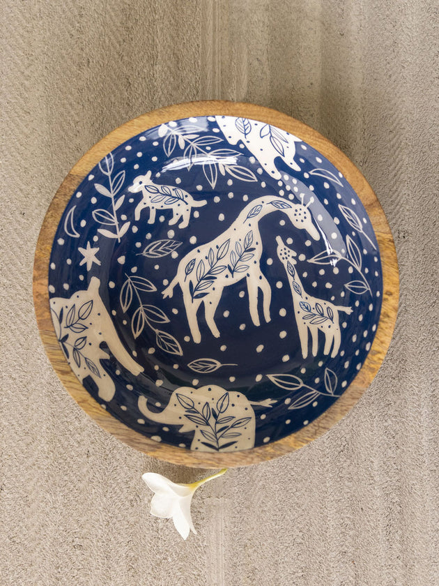 Jungle Safari Wide Wooden Bowl